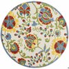 Homeroots 5 ft. Round Ivory Multi Color Floral Indoor & Outdoor Area Rug 384847
